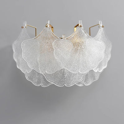 Contemporary Luxury Metal Glass Ginkgo Leaf Shape 2-Light Wall Sconce Lamp For Living Room
