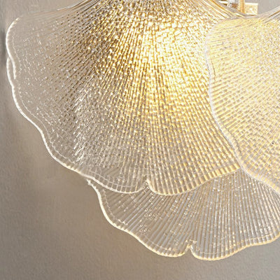Contemporary Luxury Metal Glass Ginkgo Leaf Shape 2-Light Wall Sconce Lamp For Living Room