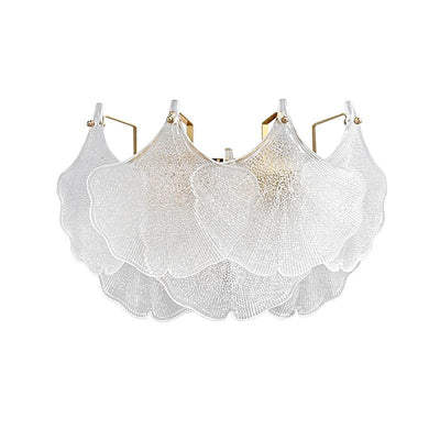 Contemporary Luxury Metal Glass Ginkgo Leaf Shape 2-Light Wall Sconce Lamp For Living Room