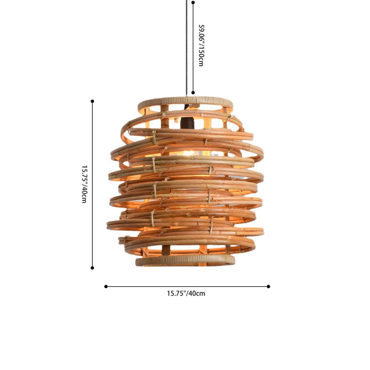 Traditional Chinese Bamboo Weaving Round 1-Light Pendant Light For Dining Room