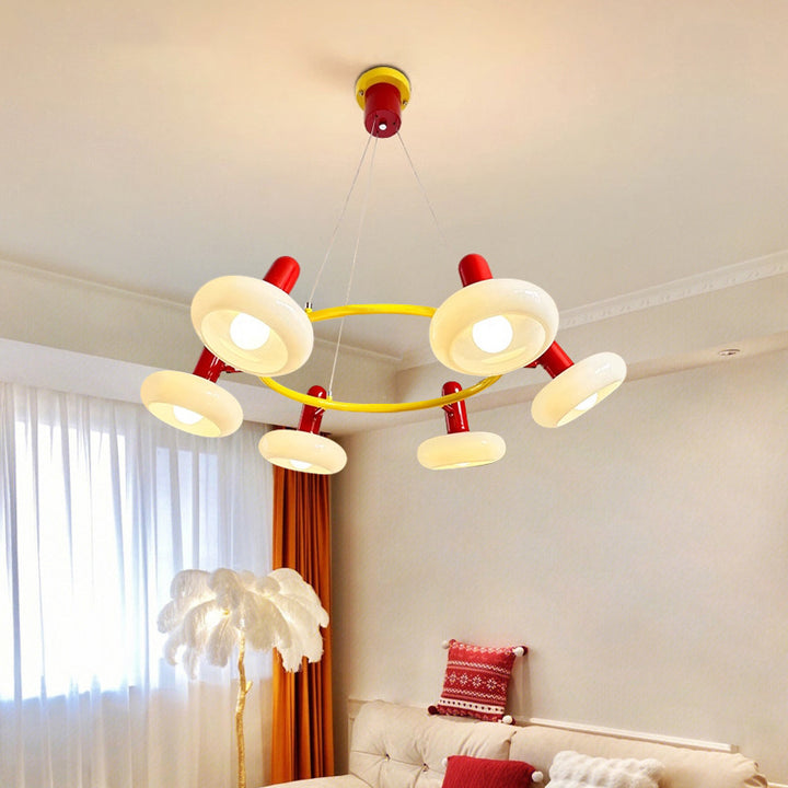 Contemporary Creative Metal Glass Round 3/5/6 Light Chandelier For Bedroom