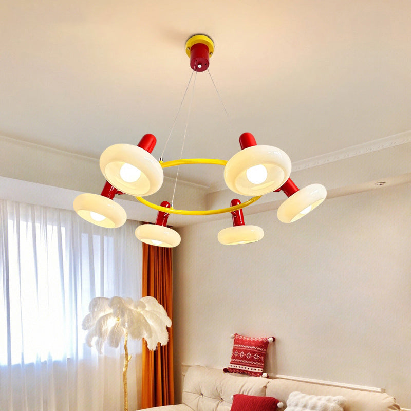 Contemporary Creative Metal Glass Round 3/5/6 Light Chandelier For Bedroom