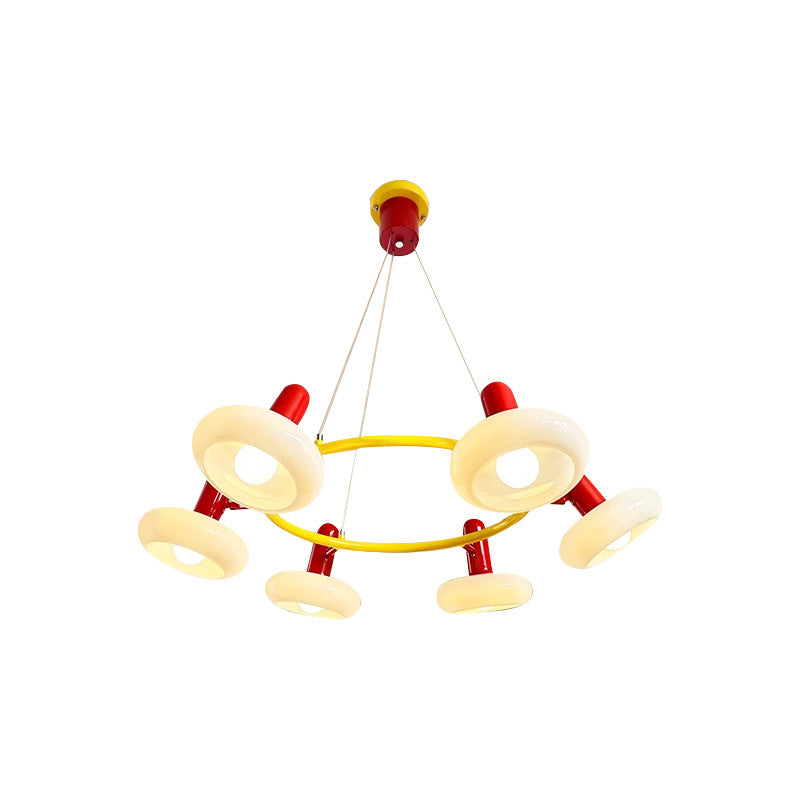Contemporary Creative Metal Glass Round 3/5/6 Light Chandelier For Bedroom