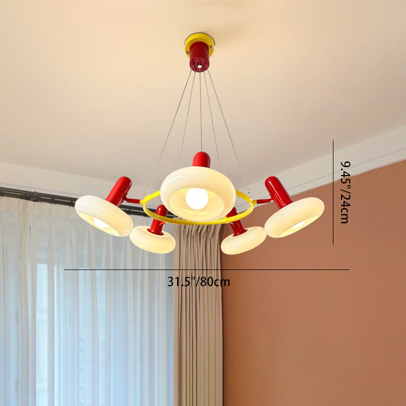 Contemporary Creative Metal Glass Round 3/5/6 Light Chandelier For Bedroom