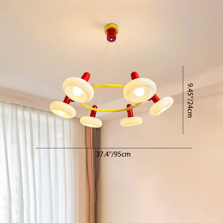 Zeitgenössischer kreativer Metall-Glas-Rund-Kronleuchter mit 3/5/6 Lichtern für das Schlafzimmer 