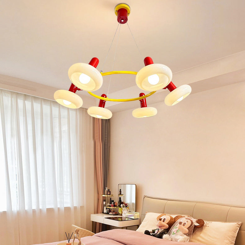 Contemporary Creative Metal Glass Round 3/5/6 Light Chandelier For Bedroom