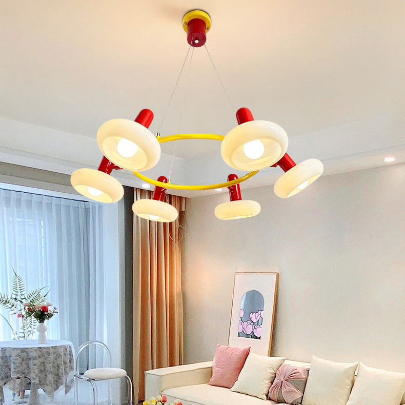 Contemporary Creative Metal Glass Round 3/5/6 Light Chandelier For Bedroom