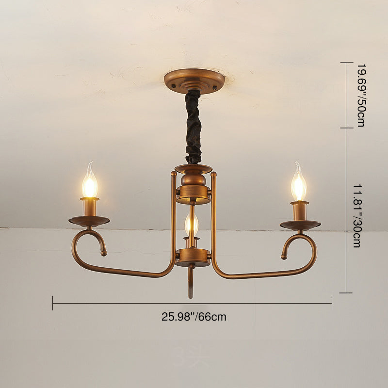 Contemporary Retro Iron Candle Round 3/5/6 Light Chandelier For Living Room