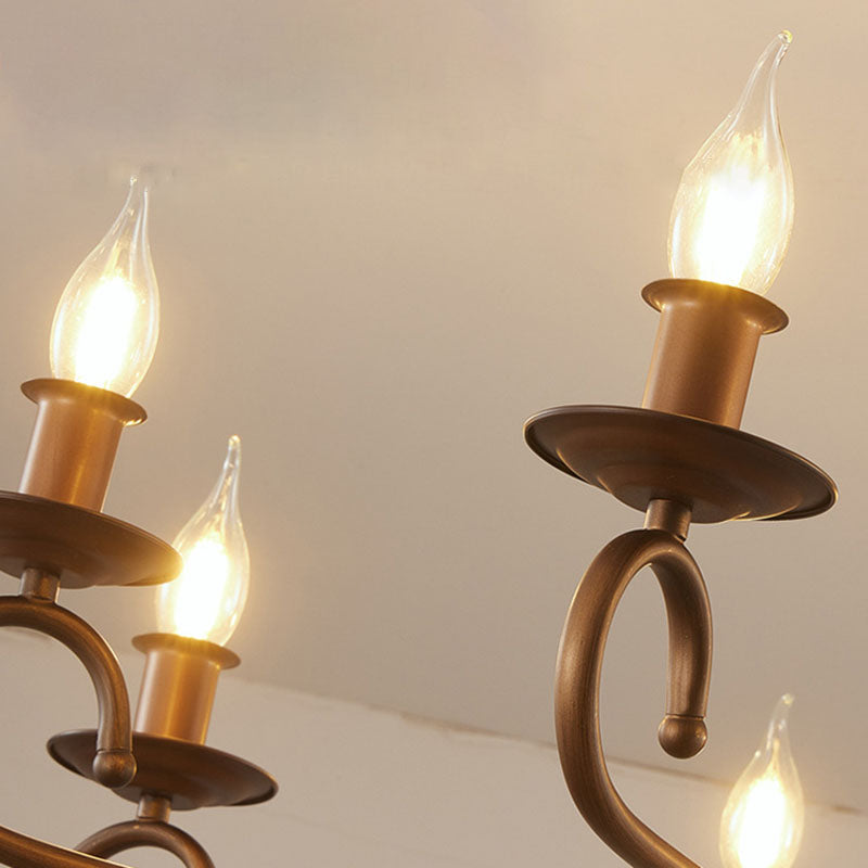 Contemporary Retro Iron Candle Round 3/5/6 Light Chandelier For Living Room