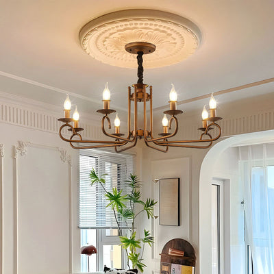 Contemporary Retro Iron Candle Round 3/5/6 Light Chandelier For Living Room
