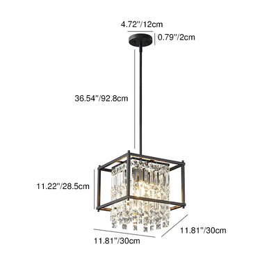 Contemporary Luxury Iron Crystal Round Square 1/3 Light Pendant Light For Bedroom