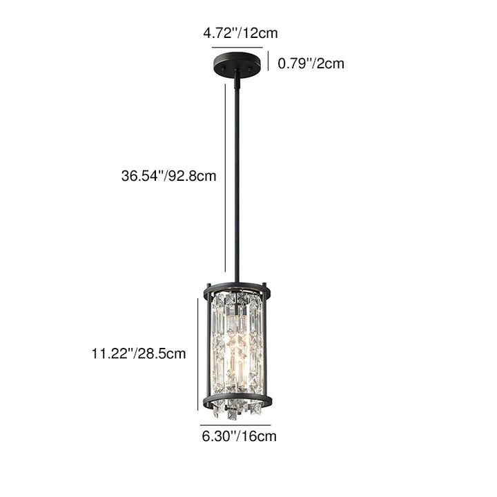 Lustre suspendu contemporain de luxe en fer et cristal, rond ou carré, à 1/3 lumière, pour chambre à coucher 
