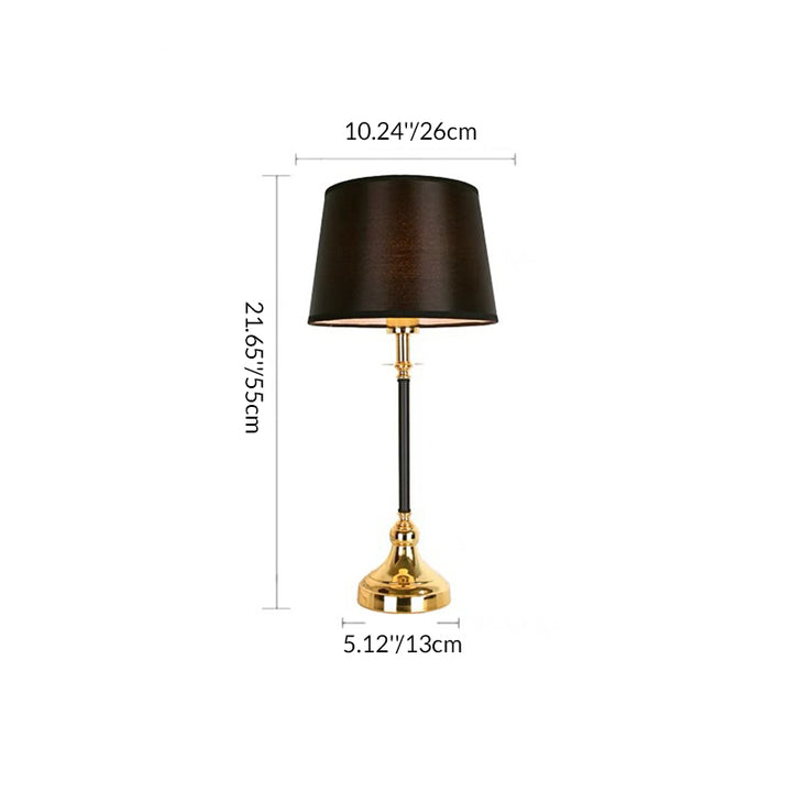 Lampe de table ronde contemporaine de luxe en métal et tissu à 1 lumière pour chambre à coucher 