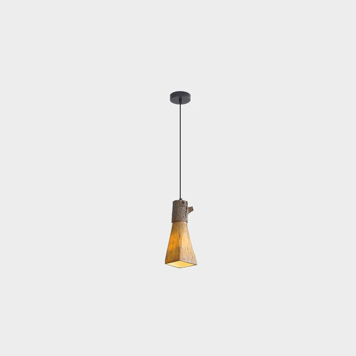Lustre à suspension traditionnel vintage en résine avec cylindre en forme de souche à 1 lumière pour salon 