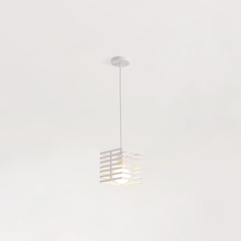 Lámpara colgante de 1 luz contemporánea creativa con recorte cuadrado de vidrio, mármol y hierro para dormitorio 