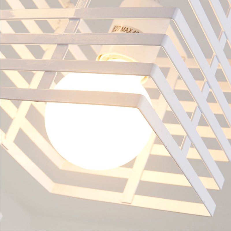 Lámpara colgante de 1 luz contemporánea creativa con recorte cuadrado de vidrio, mármol y hierro para dormitorio 