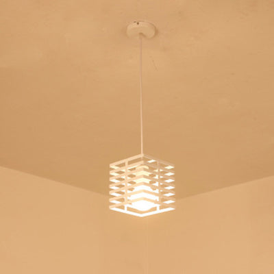 Lámpara colgante de 1 luz contemporánea creativa con recorte cuadrado de vidrio, mármol y hierro para dormitorio 