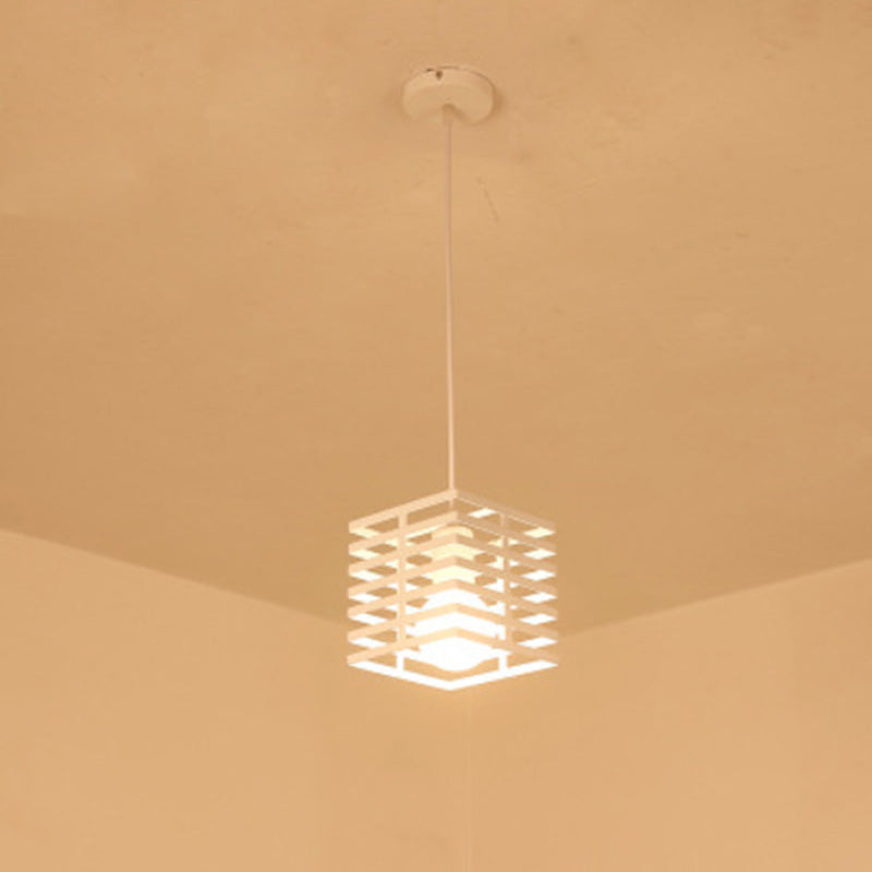 Lámpara colgante de 1 luz contemporánea creativa con recorte cuadrado de vidrio, mármol y hierro para dormitorio 