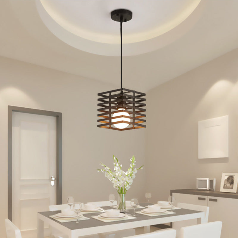 Lámpara colgante de 1 luz contemporánea creativa con recorte cuadrado de vidrio, mármol y hierro para dormitorio 