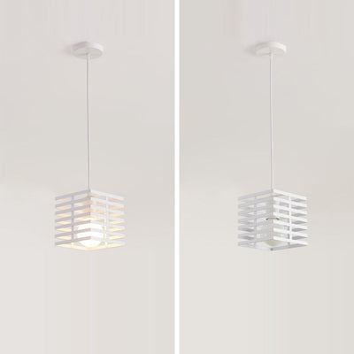 Lámpara colgante de 1 luz contemporánea creativa con recorte cuadrado de vidrio, mármol y hierro para dormitorio 