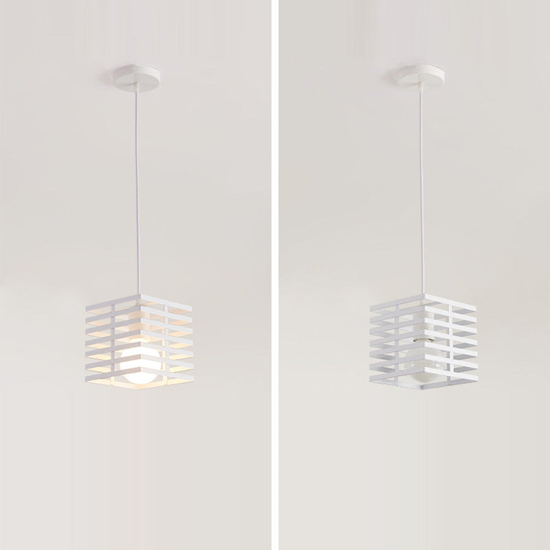 Lámpara colgante de 1 luz contemporánea creativa con recorte cuadrado de vidrio, mármol y hierro para dormitorio 