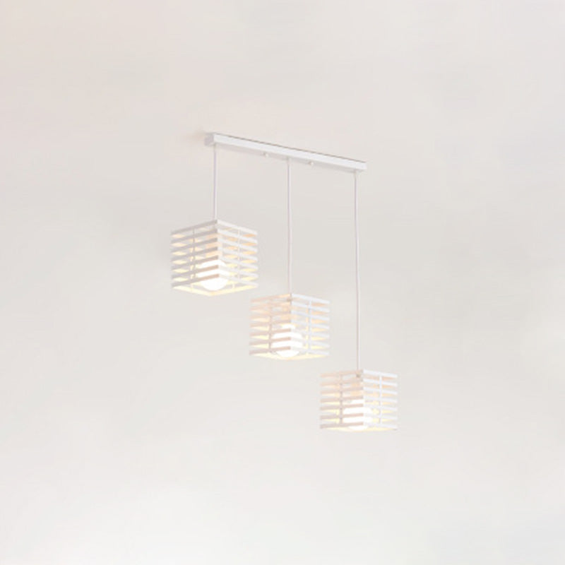 Lustre contemporain créatif ajouré en verre carré marbre fer à 3 lumières pour salon 
