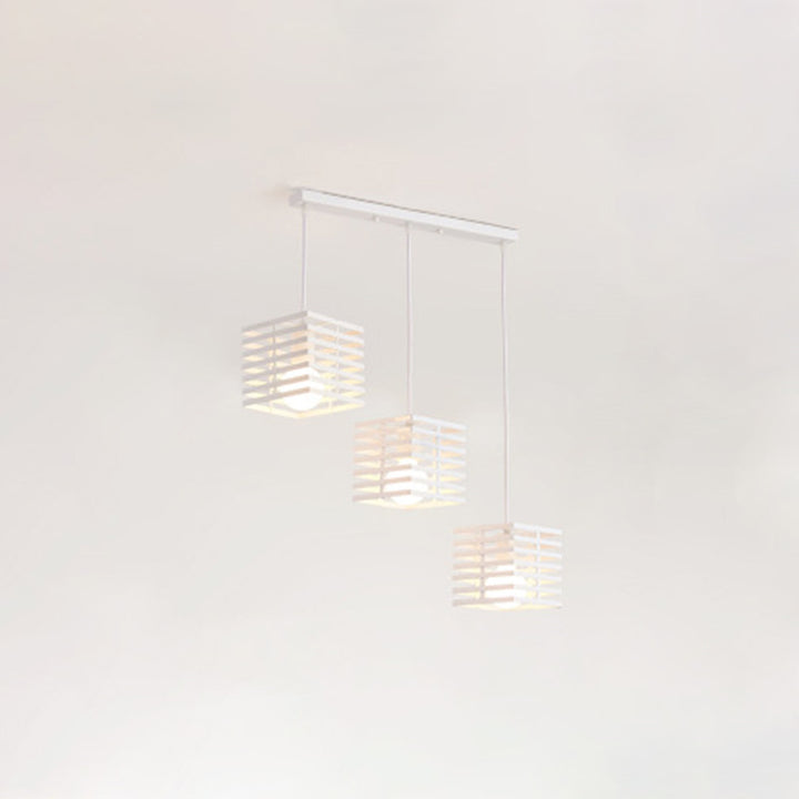 Lustre contemporain créatif ajouré en verre carré marbre fer à 3 lumières pour salon 
