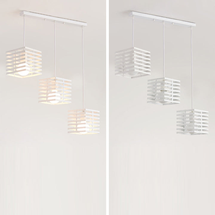 Lustre contemporain créatif ajouré en verre carré marbre fer à 3 lumières pour salon 