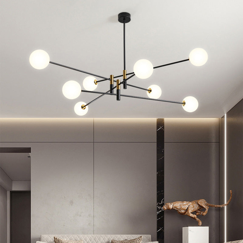Contemporain Scandinave Magique Haricot Branche Orbe Verre Fer 4/6/8 Lumière Lustre Pour Salon 