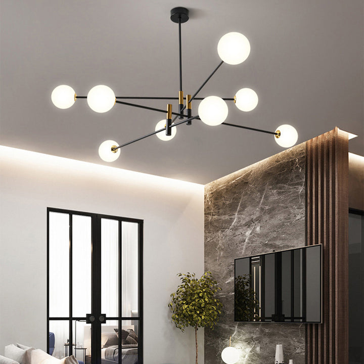 Contemporain Scandinave Magique Haricot Branche Orbe Verre Fer 4/6/8 Lumière Lustre Pour Salon 