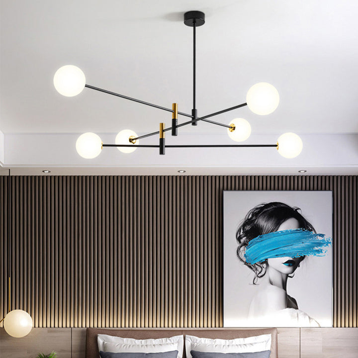 Contemporain Scandinave Magique Haricot Branche Orbe Verre Fer 4/6/8 Lumière Lustre Pour Salon 