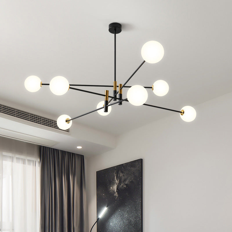 Contemporain Scandinave Magique Haricot Branche Orbe Verre Fer 4/6/8 Lumière Lustre Pour Salon 