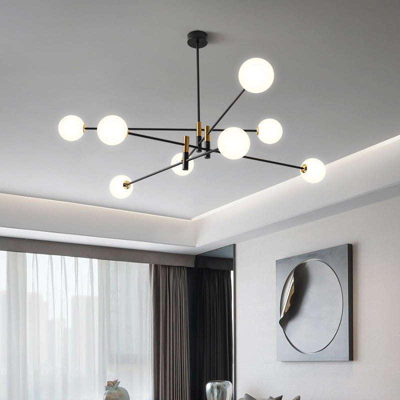 Contemporain Scandinave Magique Haricot Branche Orbe Verre Fer 4/6/8 Lumière Lustre Pour Salon 