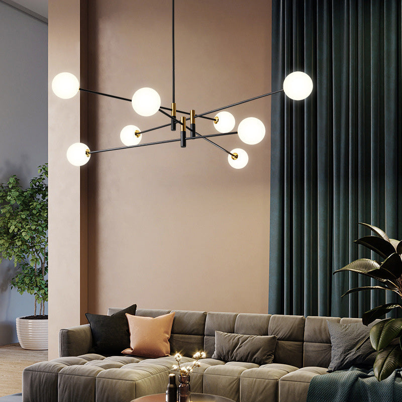 Contemporain Scandinave Magique Haricot Branche Orbe Verre Fer 4/6/8 Lumière Lustre Pour Salon 