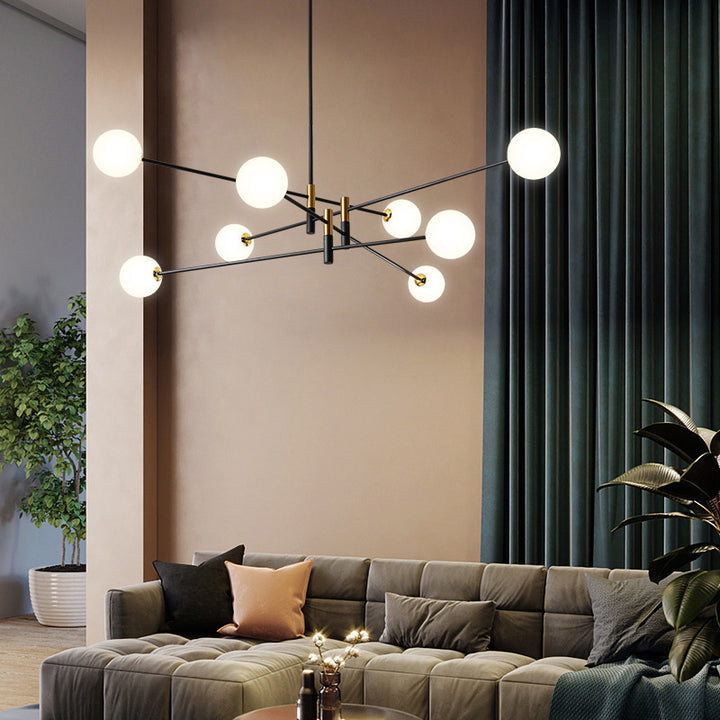 Contemporain Scandinave Magique Haricot Branche Orbe Verre Fer 4/6/8 Lumière Lustre Pour Salon 