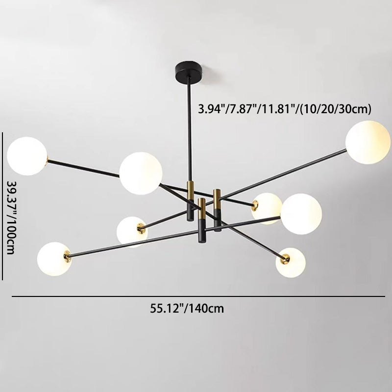 Contemporain Scandinave Magique Haricot Branche Orbe Verre Fer 4/6/8 Lumière Lustre Pour Salon 