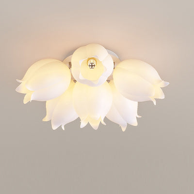 Modern Art Deco Orchid Flower Acrylic Iron LED Flush Mount Ceiling Light For Bedroom