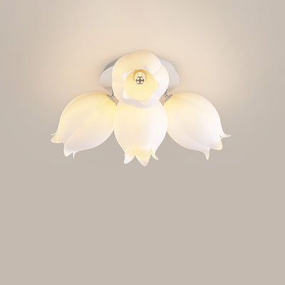 Modern Art Deco Orchid Flower Acrylic Iron LED Flush Mount Ceiling Light For Bedroom