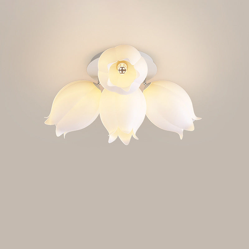 Modern Art Deco Orchid Flower Acrylic Iron LED Flush Mount Ceiling Light For Bedroom