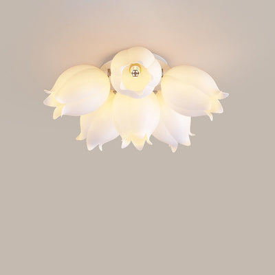 Modern Art Deco Orchid Flower Acrylic Iron LED Flush Mount Ceiling Light For Bedroom