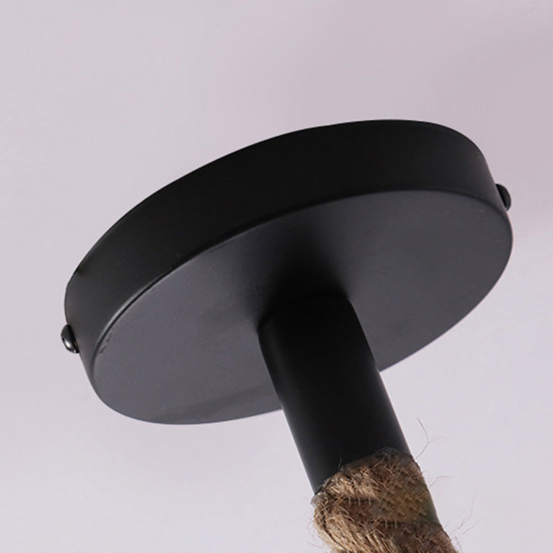 Zeitgenössische industrielle runde Kugel Sisal Eisen 1-Licht Pendelleuchte für Schlafzimmer 