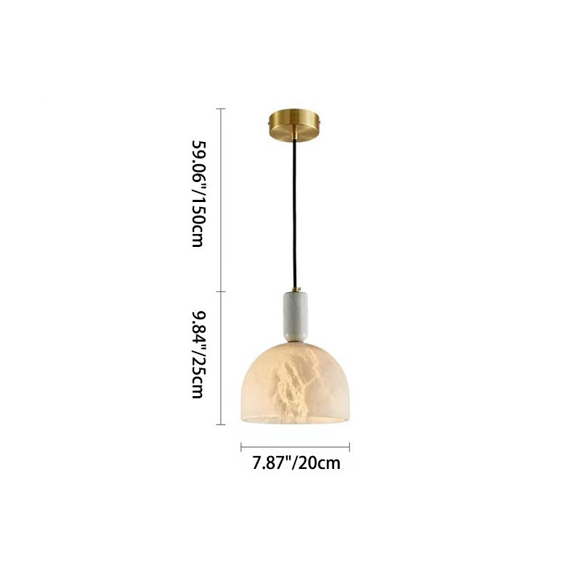 Lustre suspendu en marbre et cuivre à une lumière avec colonne ronde chinoise traditionnelle pour salon 