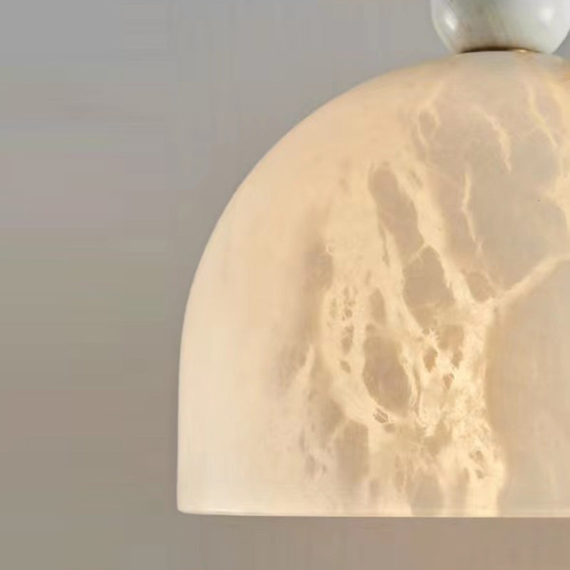 Traditionelle chinesische runde Säule Marmor Kupfer 1-Licht Pendelleuchte für Wohnzimmer 