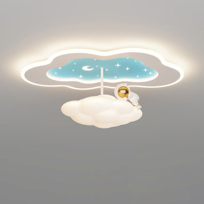 Modern Art Deco Space Land Butterfly Clouds Balloon PE Acrylic Iron LED Flush Mount Ceiling Light For Bedroom
