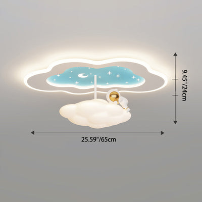 Modern Art Deco Space Land Butterfly Clouds Balloon PE Acrylic Iron LED Flush Mount Ceiling Light For Bedroom