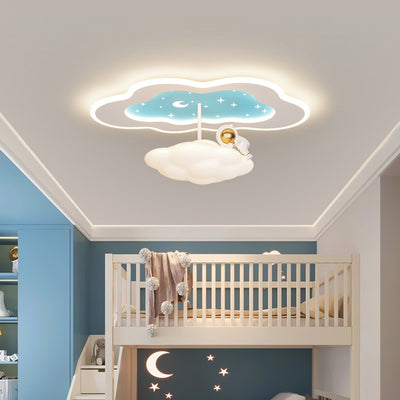 Modern Art Deco Space Land Butterfly Clouds Balloon PE Acrylic Iron LED Flush Mount Ceiling Light For Bedroom