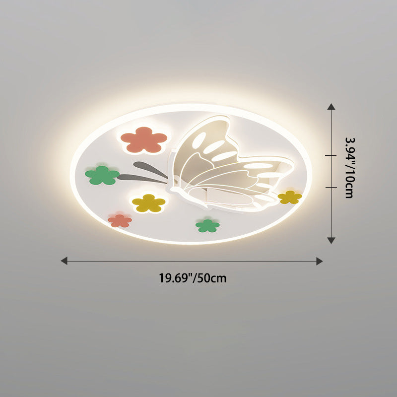 Modern Art Deco Space Land Butterfly Clouds Balloon PE Acrylic Iron LED Flush Mount Ceiling Light For Bedroom
