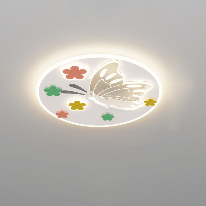 Modern Art Deco Space Land Butterfly Clouds Balloon PE Acrylic Iron LED Flush Mount Ceiling Light For Bedroom