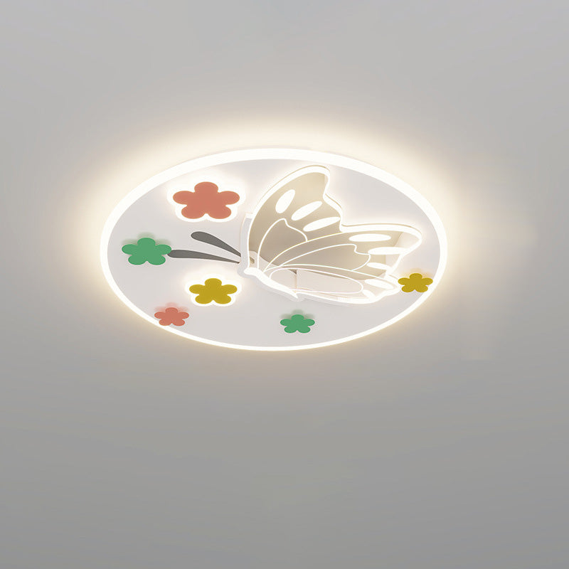 Modern Art Deco Space Land Butterfly Clouds Balloon PE Acrylic Iron LED Flush Mount Ceiling Light For Bedroom