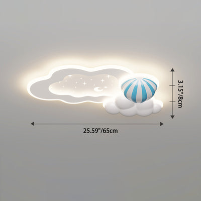 Modern Art Deco Space Land Butterfly Clouds Balloon PE Acrylic Iron LED Flush Mount Ceiling Light For Bedroom